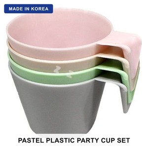 Set di 4 bicchieri coreani in plastica pastello con manico, riutilizzabili, per acqua, spazzolino, multiuso - Product Image 1