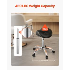 Sedia ergonomica da 450 libbre con capacità girevole in pelle sintetica regolabile in altezza per salone Spa massaggio Tattoo Clinic - Product Image 3