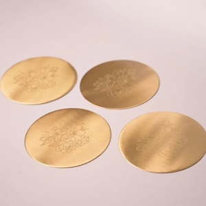 Royal Blossom Brass <b>Coaster</b> Set Handcrafted Premium Round <b>Drink</b> <b>Coasters</b> Heat Resistant Table Protector Elegant Home Gift - Product Image 3