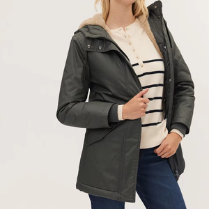 Women Quilted Parka <b>Jacket</b> With <b>Fur</b> Trim Hood Windproof Winter Coat Full Sleeve Polyester Wadding Regular Length - Product Image 3