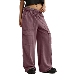 <b>Women's</b> High Waist Jogger <b>Leggings</b> Full Length Solid Color Stretch Knitted Pants With Pockets All Seasons Wear - Product Image 2