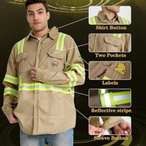 Camiseta de Seguridad de Manga Larga, Resistente al Fuego, Reflectante FR, de Algodón, con Protección Contra Vapores, de Alta Calidad, al Por Mayor - Product Image 2