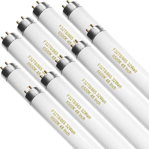 Confezione da 10 Lampadine Fluorescenti F32T8/865 da 32 Watt, 48 Pollici, 6500K, Luce Diurna Bifasica, 4 Piedi, 2800 Lumen, Attacco G13 Medio - Product Image 1