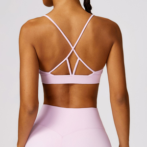 Sujetador deportivo de yoga transpirable de alta sujeción con cuello en V profundo y espalda cruzada, resistente a las arrugas, para mujer, de Micah Corporation. - Product Image 2