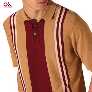 Polo tricoté personnalisé pour homme à rayures, manches courtes, décontracté, design color block, coupe classique, couleur unie, style professionnel - Product Image 6