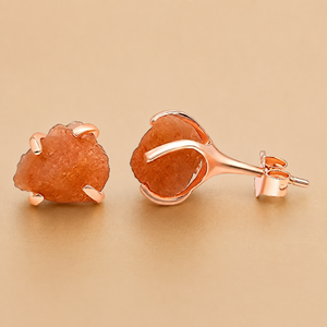 Boucles d'oreilles clous classiques plaquées or rose faites à la main avec pierre de soleil 5-7mm, bijoux pierre de naissance de juillet pour femme, cadeau - Product Image 1