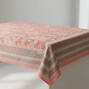 Nappe carrée en coton imprimé floral traditionnel, lavable, décoration d'intérieur, style classique, nappe imprimée au bloc - Product Image 2