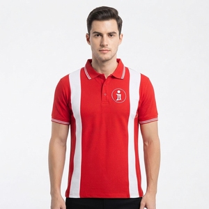 Chemise de golf formelle pour homme à manches courtes, avec logo personnalisé, blocs de couleur et rayures, tricotée et respirante, vente en gros - Product Image 1