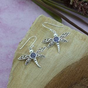 Natural Tanzanite Dragonfly Dangle <b>Earrings</b> 925 Sterling <b>Silver</b> Blue Gemstone <b>Earrings</b> Women’s Fashion Jewelry Gift - Product Image 5