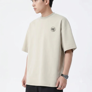 เสื้อยืดคอตตอนโอเวอร์ไซส์ผู้ชาย แขนสั้น คอกลม สกรีนโลโก้ได้ ใส่สบาย สไตล์สตรีทแวร์ ขายส่ง - Product Image 3