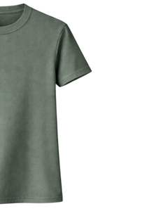 Camiseta Básica de Cuello Redondo para Mujer, Color Verde Oliva, Personalizada, Manga Corta, Algodón, Informal, Lisa, Verano, Streetwear, con Impresión de Logotipo Personalizado - Product Image 2