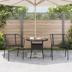 Chaise de jardin en acier enduit de poudre durable en rotin PE noir - Product Image 3