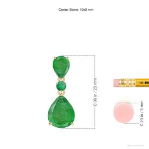 14K 18K <b>Gold</b> Natural Pear and Round Cut Green Emerald Three Stone <b>Pendant</b> High Quality Classical Design Handmade Jewelry <b>Pendant</b> - Product Image 2