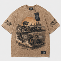 T-shirt graphique surdimensionné vintage délavé à l'acide, en coton épais, à épaules tombantes, style streetwear pour homme – Vente en gros personnalisée