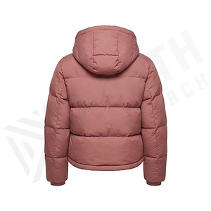 Veste matelassée à capuche pour femme, coupe-vent d'hiver, manches longues, couleur unie, fermeture éclair, rembourrage épais en polyester, longueur courte - Product Image 2