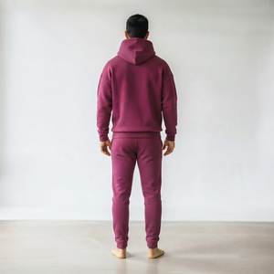 Survêtement décontracté pour homme de qualité supérieure, respirant, deux pièces, 100% coton, avec logo brodé personnalisable, design à capuche surdimensionné - Product Image 5