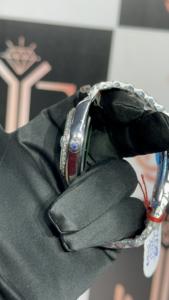 Montre-bracelet à quartz de luxe pour homme en acier inoxydable avec boîtier en alliage, cadran à chiffres romains, verre serti de diamants, 41 mm, étanche - Product Image 4