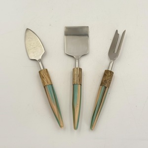 Ensemble d'outils de découpe de fromage en acier inoxydable, design unique, fait main, en métal, bois et résine, nouvelle collection, vaisselle occidentale - Product Image 2