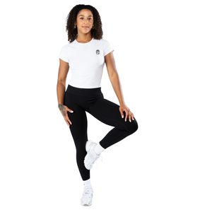 <b>Womens</b> Performance Tee <b>White</b> Soft Stretch Short Sleeve <b>Crop</b> <b>Top</b> <b>for</b> Gym Yoga Training Workout Fitness Athleisure Wear - Product Image 3