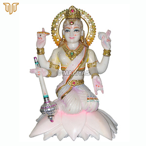 White Marble Gayatri Mata Statue with Veena | Handcrafted Goddess Idol by MALIYAS Jaipur - Product Image 2