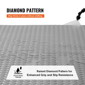 Tappetino da Garage in PVC argento da 4,9x9,2 piedi antiscivolo con struttura diamantata per auto rimorchi auto fai da te copertura 45 piedi quadrati - Product Image 4
