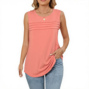 Nuevo Top Halter de Verano para Mujer, Transpirable, Ecológico, de Secado Rápido, Spandex/Algodón, Estilo Chino, Plisado, Sin Mangas, Diseño Único - Product Image 2