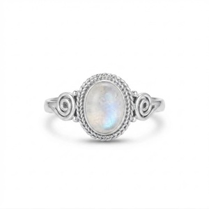 Anillo de plata de ley 925 con piedra lunar ovalada, joyería artesanal con piedras preciosas, elegante anillo de regalo para mujer, fabricante y proveedor mayorista - Product Image 1