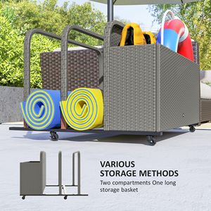Carrello portaoggetti galleggiante per piscina in rattan grigio con ruote - Product Image 5