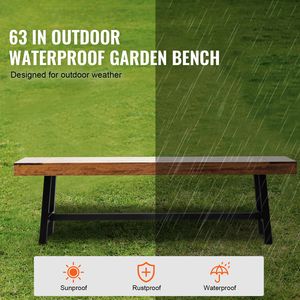 Panca da Giardino in Legno da 63 Pollici con Gambe in Metallo, Capacità di Carico 500 Libbre, per Hotel e Parchi - Product Image 2