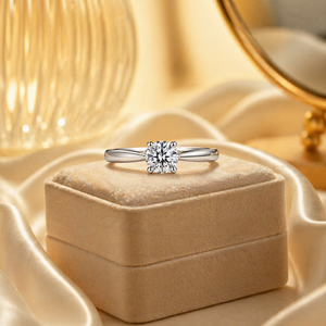 Anillo de Diamante Solitario de Corte Brillante de 0.30 Ct SI G |   Anillo de Compromiso Clásico con Engaste de Puntas en Oro Blanco de 14K, Joyería Fina Minimalista - Product Image 4