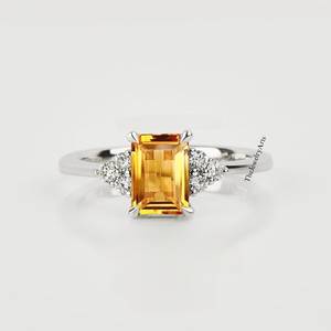 Anillo de Topacio Amarillo Vintage para Mujer, Plata de Ley 925, Gema Dorada, Hecho a Mano, Regalo de Cumpleaños o Promesa para Ella - Product Image 1