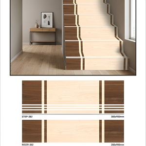 Carreaux ultra fins en porcelaine aspect bois : épaisseur de 10 mm, finition bois pour marches d'escalier, dimensions : 30x90 cm et 20x90 cm, GVT - Product Image 1