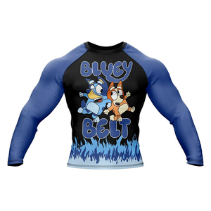 Men's Blue <b>Flame</b> Print Anti-UV Breathable Rash Guard Full Sleeve Compression <b>Shirt</b> Quick Dry Spandex Polyester Fitness Top - Product Image 4