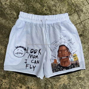 Short en maille imprimé de qualité supérieure style rue pour hommes, personnalisé, décontracté, motif solide, quantité minimale de commande bas d'été, impression par sublimation - Product Image 3