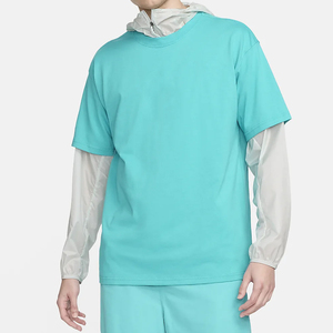 Men's <b>Turquoise</b> Short Sleeve <b>T</b>-<b>Shirt</b> O-Neck Regular Fit Solid Color Casual Knitted Quick Dry Blank Design - Product Image 1