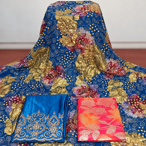 Tissu tissé Fransawi Dirac de haute qualité avec embellissements pour les vêtements de mariage, de soirée et de fête des femmes somaliennes - Product Image 1