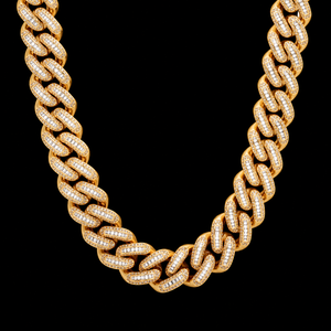 Top High Quality Man's 18K <b>Solid</b> Gold Cuban Link Chain Moissanite Diamond <b>Necklace</b> Baguette Cut Channel Setting Hip Hop Jewelry - Product Image 1