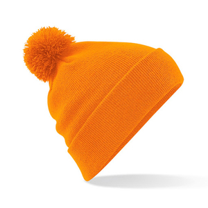 OEM Premium Windproof 100% Acrylic <b>Winter</b> Beanie Custom Hand Embroidery Warm Hats Fashion Jacquard ORANGE Pomp Unisex - Product Image 1