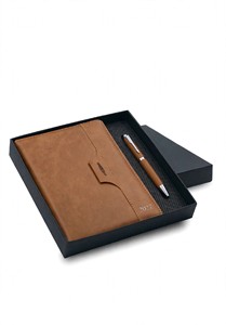 Ensemble de cadeaux d'entreprise élégant comprenant des carnets reliés personnalisés et des stylos à bille coordonnés - Product Image 2