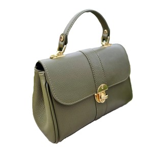 Bolso de mano Royaa de cuero verde oliva con asa superior y cierre dorado, mini bandolera de piel de vaca, bolso de moda, cartera de mano verde oliva - Product Image 1