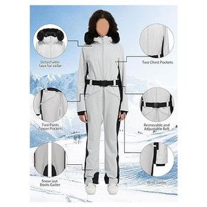 Traje de esquí de una pieza para mujer, traje de snowboard ajustado, aislado, impermeable, a prueba de viento, mono para deportes de invierno, cálido para exteriores - Product Image 4