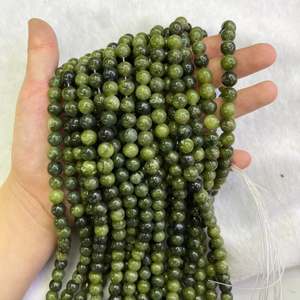 Cuentas redondas lisas de jade verde natural, piedras preciosas sueltas para la fabricación de joyas, pulseras, collares, lote a granel - Product Image 4