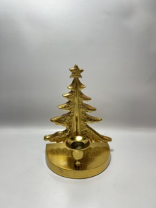Support de bougie de Noël en aluminium doré superposé, vente en gros, support de bougie conique, centre de table décoratif pour les fêtes - Product Image 3