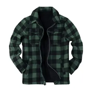 Individuelle hochwertige knöpfe unten dicke Jackette Fleece gecheckt Platte flanellhemden Übergröße Fleece Winterjacke für Männer