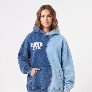 Sudadera con Capucha Más Vendida, Bicolor, con Pedrería, Corte Holgado, Lavado Ácido, Felpa de Algodón Grueso, Logotipo Bordado, Ropa de Invierno - Product Image 3