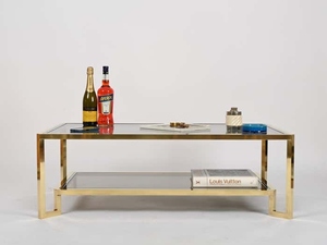 Industry trending style large rectangular brass and chrome coffee <b>table</b> Italian modern luxury coffee <b>table</b> - Product Image 2