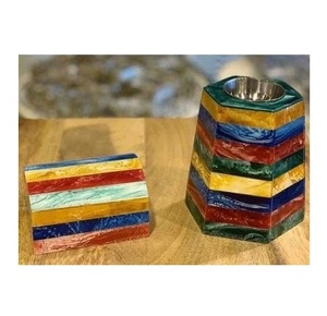 Brûleur d'encens artisanal en bois et résine, éco-responsable et durable, pour la méditation et la décoration spirituelle - Unique Craft World Export - Product Image 2