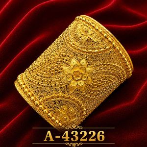 A-43226 Alloy 10K Gold Cuff <b>Bracelet</b> <b>with</b> Geometric Pattern for Women Wedding Jewelry Trendy Style Gold Plated - Product Image 1