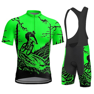 Unisex <b>Cycling</b> Jersey Set Blue Black Mountain Bike Pattern Short Sleeve Bike Clothing for Men Women - Product Image 4