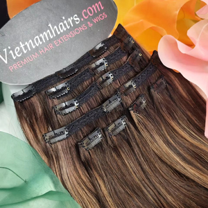 Extensiones de Cabello Virgen Vietnamita de la Mejor Calidad, con Clip, Doble Trama, Cutícula Completa, Liso y Rizado, Venta al Por Mayor - Product Image 1
